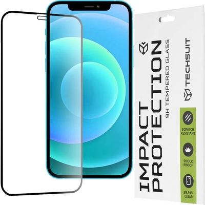 Techsuit Протектор за iPhone 12 / iPhone 12 Pro - 111D Full Cover / Full Glue Glass - Черен