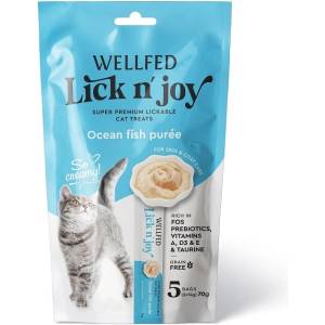 WELLFED Пюре с риба тон и сьомга за котки, 5 сашета x 14 гр