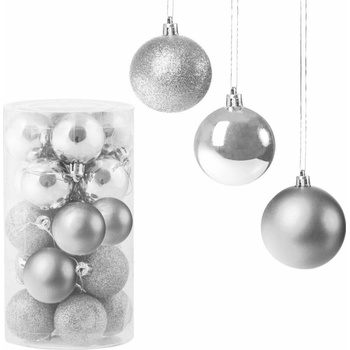 SPRINGOS Vianočné banky strieborné mix 6cm sada 12ks