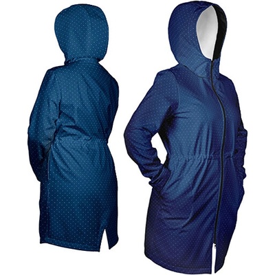 Takoy Panel se střihem 60 dámská softshell bunda bílé puntíky 4 mm na tmavě modré - Jarní softshell
