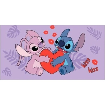 Jerry Fabrics Лилава памучна детска кърпа 70x140 cm Lilo and Stitch "Kiss" - Jerry Fabrics (24TW230)