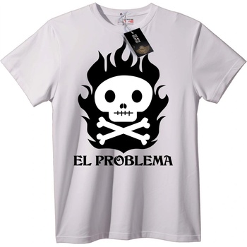 NOONEBRAND Тениска Пламтящ череп 'El Problema' - XS, White
