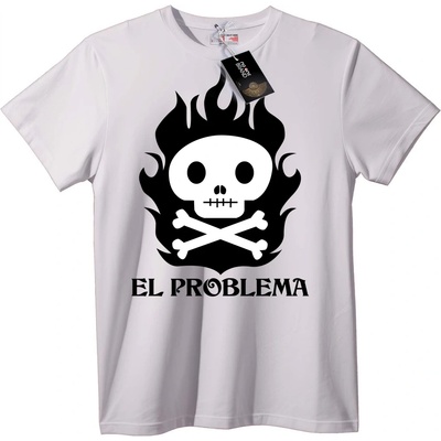NOONEBRAND Тениска Пламтящ череп 'El Problema' - XS, White
