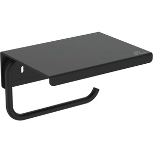 Ideal Standard ALU+ - Държач за тоалетна хартия с рафт, копринено черно BD592XG (BD592XG)
