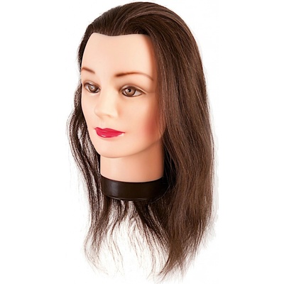 Salon Komplet Cvičná hlava přírodní vlasy 35 - 40 cm se stojánkem