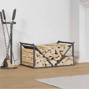 vidaXL Стойка за дърва, черна, 70x43x34, 5 см, студеновалцувана стомана (864173)