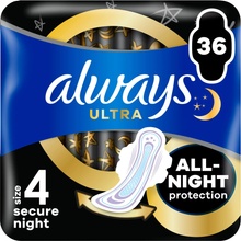 Always Ultra Secure Night hygienické vložky vel. 4 s křidélky 36 ks