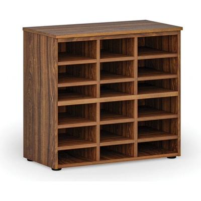 PRIMO Třídící regál WOOD, 800 x 420 x 740 mm, 18 přihrádek, ořech
