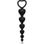 SuperLove Beaded Butt Plug with Easy Pull Ring Silicone Black