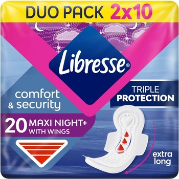 Libresse Maxi Night+ Comfort & Security нощна санитарна салфетка 20бр (8038)