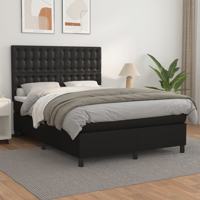 Petrashop 3142845 boxspring postel s matrací černá umělá kůže