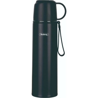 Rosberg Термос Rosberg R52010F black, 0.5л. , неръждаема стомана, двуслойна вакуумна изолация, капак чаша, черен (R52010F black)