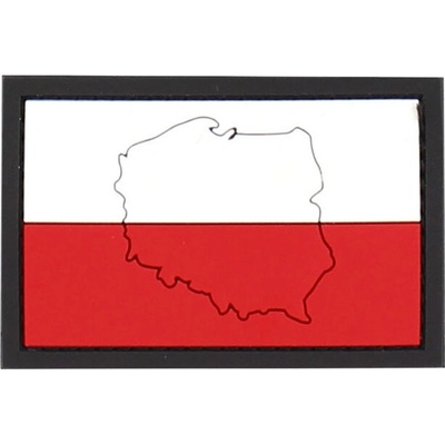 Gumová nášivka 101 Inc vlajka Poľsko s obrysom - farebná