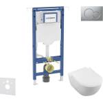 Geberit Duofix - Комплект от предстена инсталация, тоалетна чиния и седалка Villeroy Boch, бутони Sigma01, DirectFlush, SoftClose, CeramicPlus, матов хром SANI11CK2100 (SANI11CK2100)
