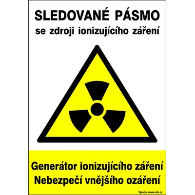 RAFO Samolepka Sledované pásmo se zdroji ionizujícího záření-Generátor ionizujícího záření Velikosti: A4 (21 x 30 cm)