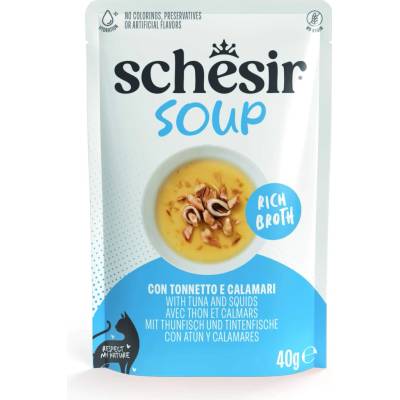 Schesir Cat Soup tuňák a chobotnice 24 x 40 g