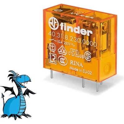 FINDER Relé 40.31.8.230.0000, 1P/10A, 230V AC 40318230
