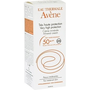 Avène Sun Mineral ochranný krém na obličej bez chemických filtrů a parfemace SPF50+ voděodolný 50 ml