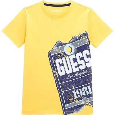 GUESS Тениска в жълто за момче с голяма щампа и надпис Guess