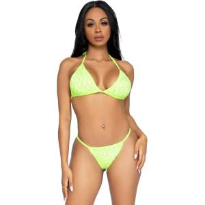 Leg Avenue Domino Bikini Set Lime L