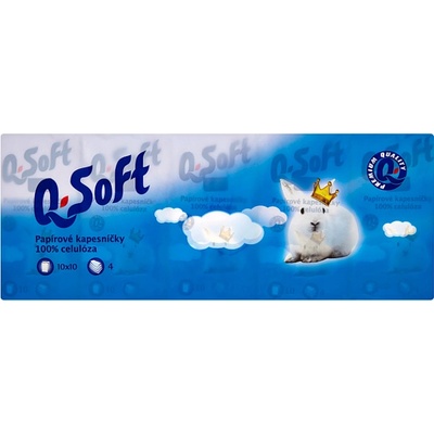 Q Soft papírové kapesníčky 4-vrstvé 10 x 10 ks
