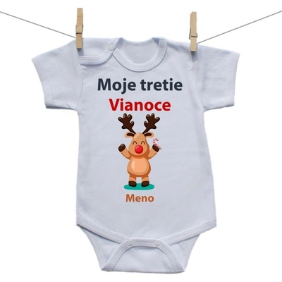 Boodyy Body s krátkym rukávom Moje tretie Vianoce so sobíkom a menom dieťatka