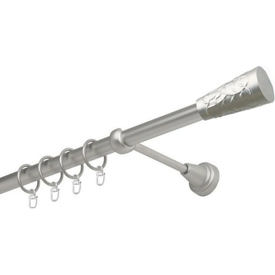 OK-GarnýžeCZ Garnýž kovová jednořadá 16mm Sevilla satina 130 cm do stěny / kroužky s háčkem