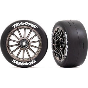 Traxxas колело 2.0", джанта с много спици черен хром, гума слик (предна) (2)
