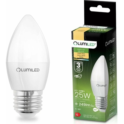 Lumiled LED žiarovka E27 B35 2,5W = 25W 249lm 3000K Warm 180°