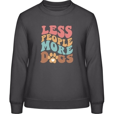 AWDis Sweat mikina Nápis Méně lidí více psů Bouřková šedá