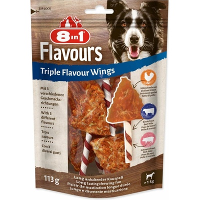 8in1 Triple Flavour Doplnková kŕmna zmes pre psov krídla 113 g