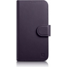 iCarer Peňaženkové 2v1 na iPhone 14 Pro Flip Leather Cover Anti-RFID Dark Purple (WMI14220726-DP)