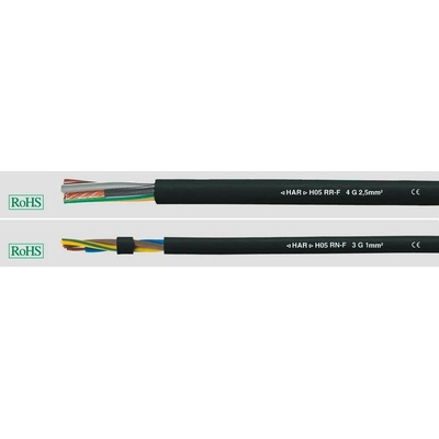 Helu 35003-1000 kabel s gumovou izolací H05RR-F 2 x 1.5 mm² černá 1000 m