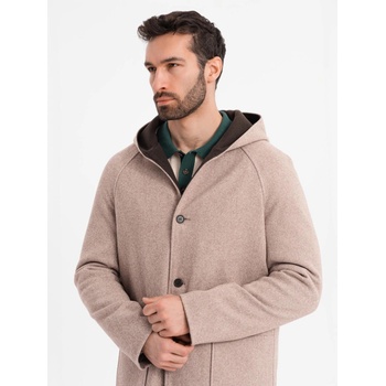 Ombre Clothing Мъжко дълго палто с меланж и качулка Ombre Clothing Ombre Clothing | Bezhov | МЪЖЕ | L