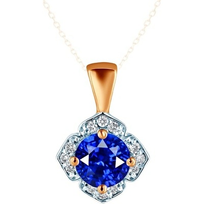 Savicki Prívesok dvojfarebné zlato modrý zafír diamanty B Z Z0757 00075 585 ZB