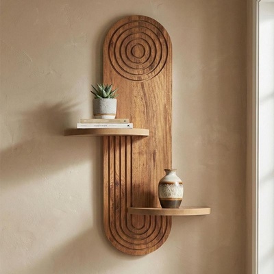 TopMebel Artwill TopMebel стенен рафт от MDF в цвят дъб, 46x13x70 см