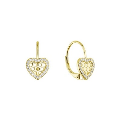 EVOLUTION GROUP CZ Pozlacené stříbrné náušnice srdíčka 11715.1 yellow gold