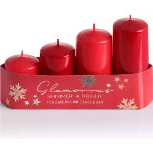 Bartek Candles Свещ Bartek гламурна микс 40/55-70-85-100 червена
