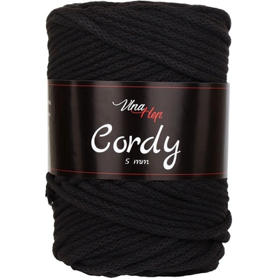 Vlna-hep Cordy 5mm - šňůra - bavlna Cordy 5mm: nová - 8229 Temně hnědá do černa
