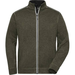 Daiber JN 898 / Мъжко работно плетено поларено яке - маслинено кафяво/черно 4XL (020898x0314)