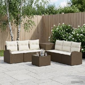 vidaXL Комплект дивани 8 бр. Кафяв и кремаво бял 55 x 55 x 37 см (3448110)