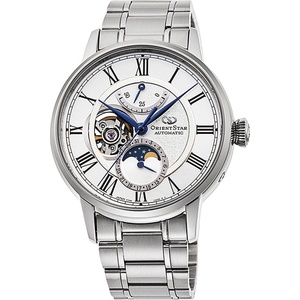 Orient Star RE-AY0102S Мъжки часовник - Автоматичен, Бял Циферблат, Лунна Фаза, Полу-Скелетон, 41мм, Резерв 50ч, 50м Водоуст Часовници
