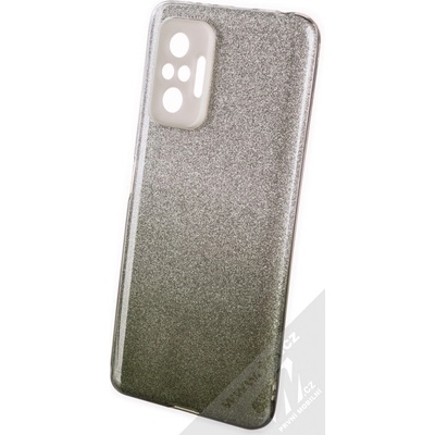 Pouzdro 1Mcz Shining Duo Skinny TPU třpytivý Xiaomi Redmi Note 10 Pro, Redmi Note 10 Pro Max stříbrná černé