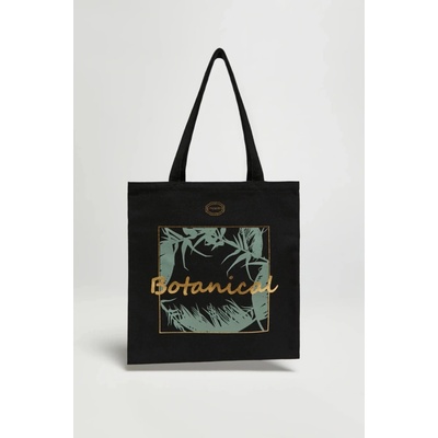 Marisse Black Shopper Bag With Inscription čierna tyrkysová
