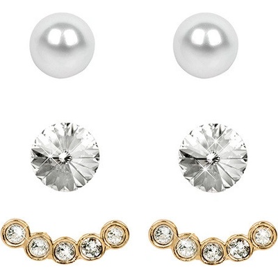 Levien Ear Cuff 4 v 1 gold Crystal White setECZL