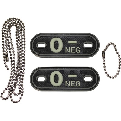 Identifikační známka MFH Dog tag 0 NEG - černá