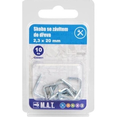 M.A.T. GROUP Skoba so závitom do dreva 20 × 2,3 mm, pozinkovaná (10 ks)