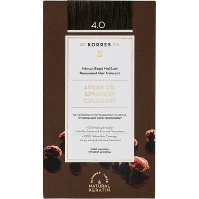 Korres Argan Oil barva na vlasy s arganovým olejem 4.0 Brown