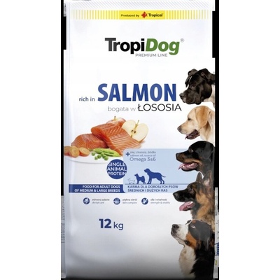 TropiDog Premium Adult Medium & Large losos 12 kg