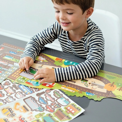 Petitcollage Samolepky na opakované použitie so scénou Dinosaurov